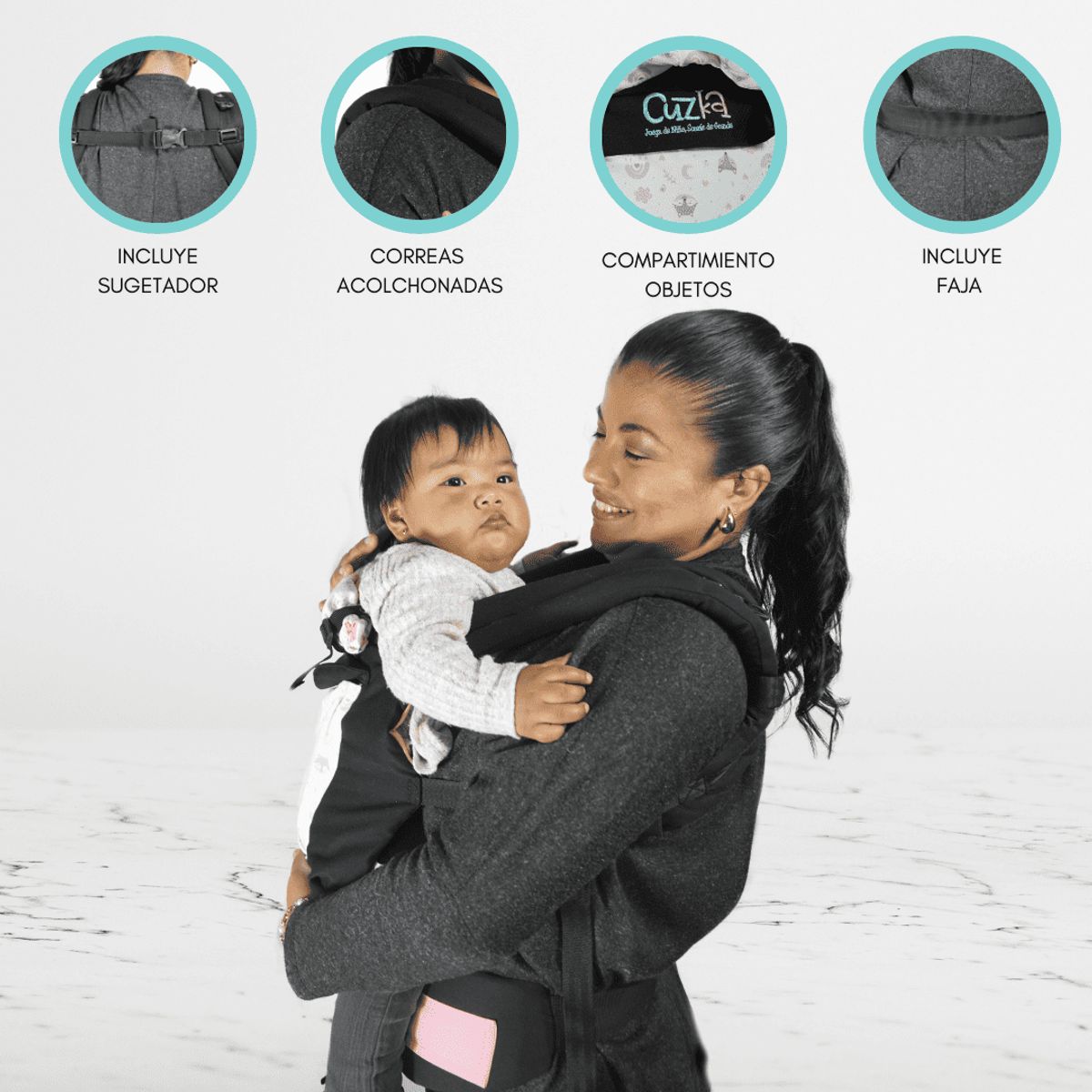 CUZKA - Canguro para Bebé Ergonómico 4 en 1 «PORTER» Pink