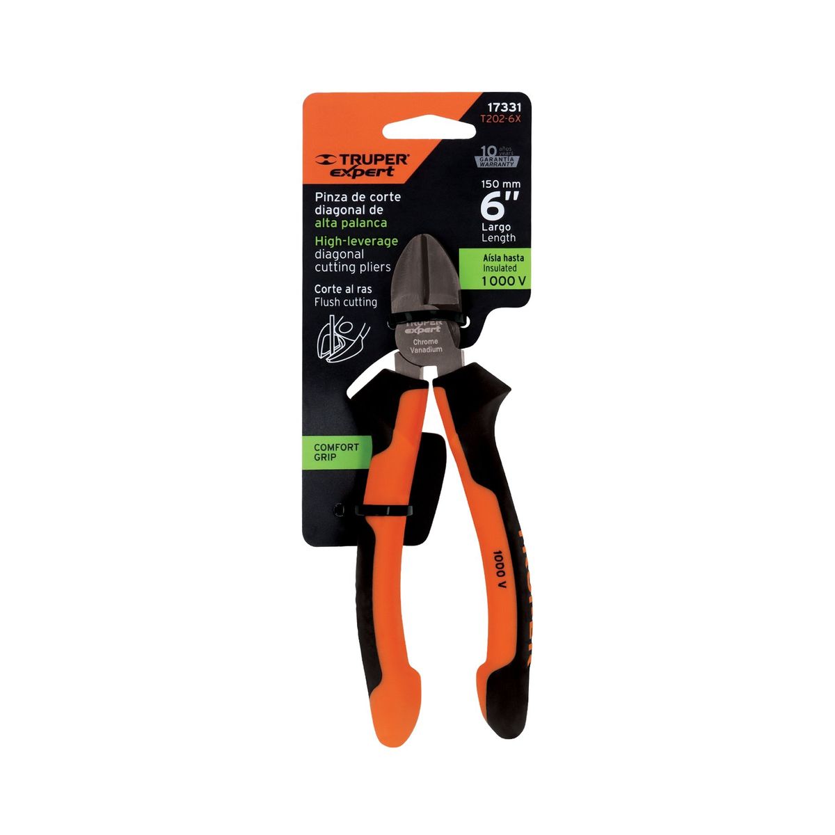 TRUPER - Pinza corte diagonal 6 alta palanca Comfort Grip Truper