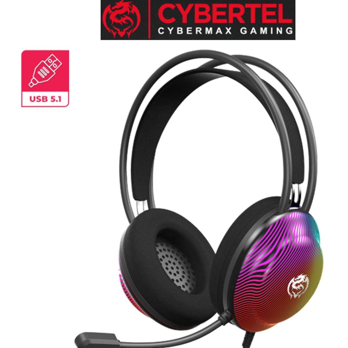 CYBERTEL - Audífonos Gamer SPLENDID CYB HG513 USB RGB C MICRO CYBERTEL
