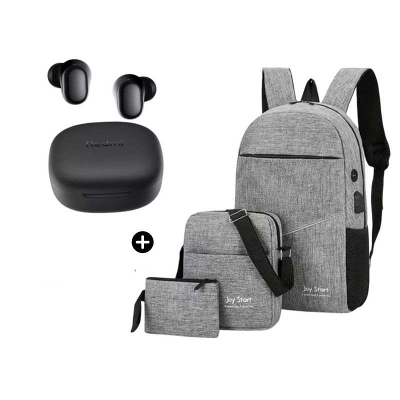 XIAOMI - Audífono Xiaomi Redmi Buds 6 Play BT Negro + Mochila Joy Star Gris