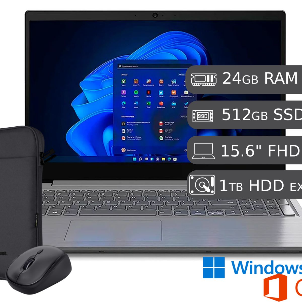 LENOVO - Laptop Lenovo Intel Core I5-13420H 13va 24 GB RAM 512 GB SSD + 1TB HDD EXTERNO 15.6" FHD