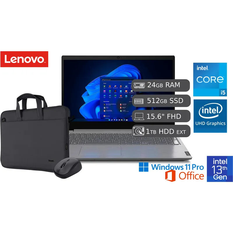 LENOVO - Laptop Lenovo Intel Core I5-13420H 13va 24 GB RAM 512 GB SSD + 1TB HDD EXTERNO 15.6" FHD