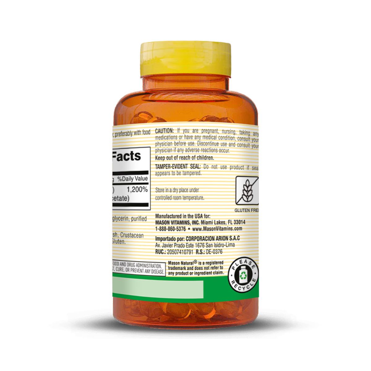 MASON NATURAL - Vitamina E 400 UI - Mason Natural - 30 Cáps. Blandas