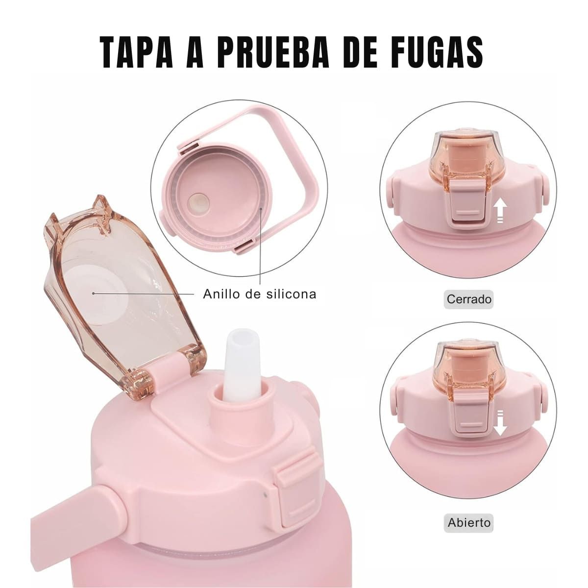 ELMEJORPRECIO - Tomatodo Portátil Bicolor Mate Motivacional con Stickers Rosado