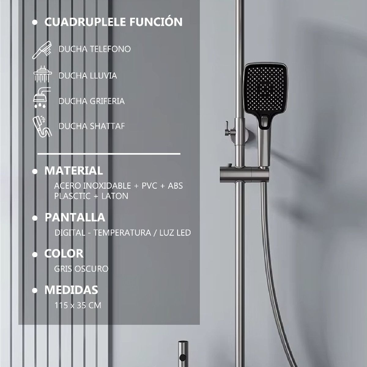GENERICO - Ducha Española Multifuncional 4 Teclas Digital