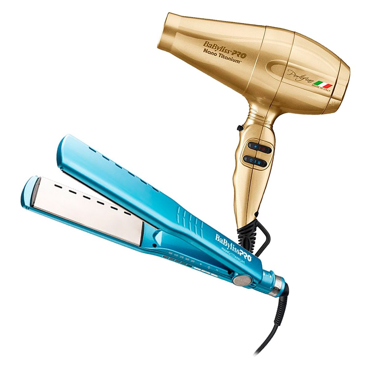 BABYLISS PRO - Combo BabylissPRO Alisadora BNT4093TPE y Secador Portofino Dorado
