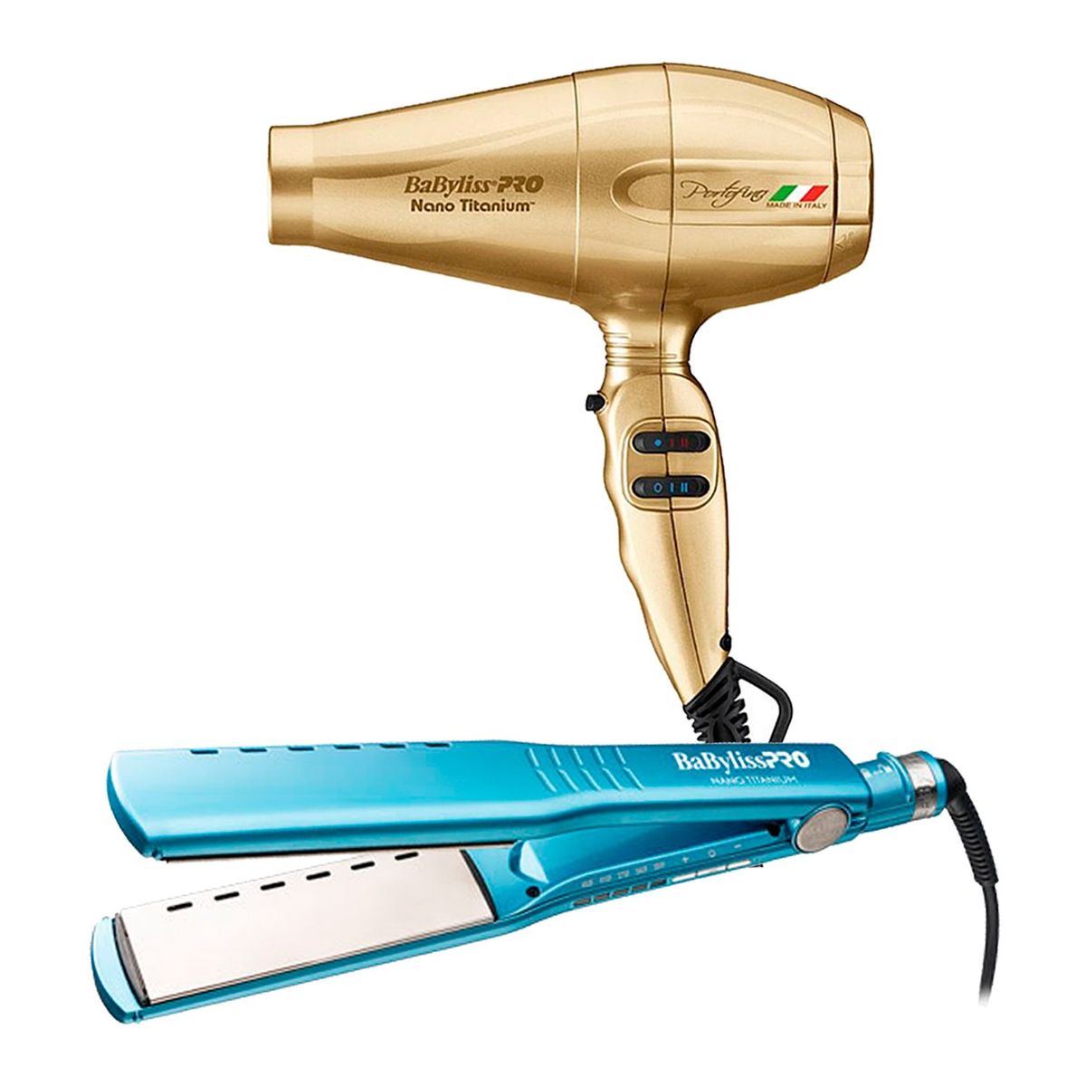 BABYLISS PRO - Combo BabylissPRO Alisadora BNT4093TPE y Secador Portofino Dorado