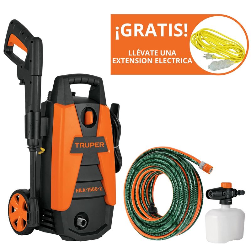 TRUPER - COMBO Hidrolavadora portátil Truper 1500 PSI + manguera reforzada 10m