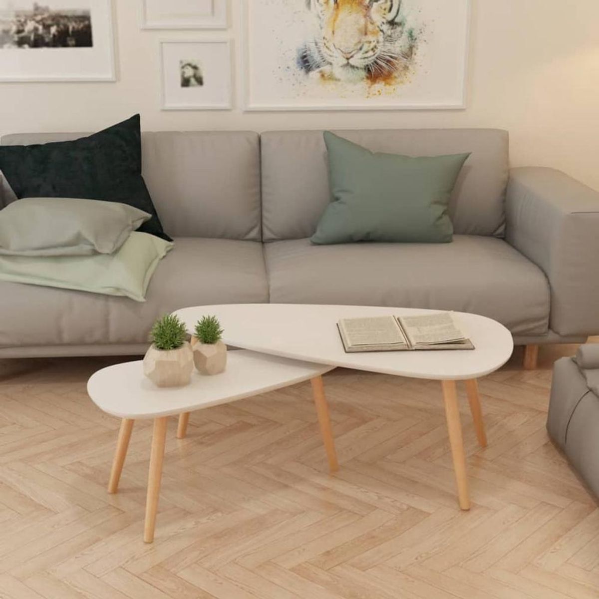 TU MESITA - Juego de Mesa de Centro Juvenil TU MESITA Hawai color Blanco 2 piezas