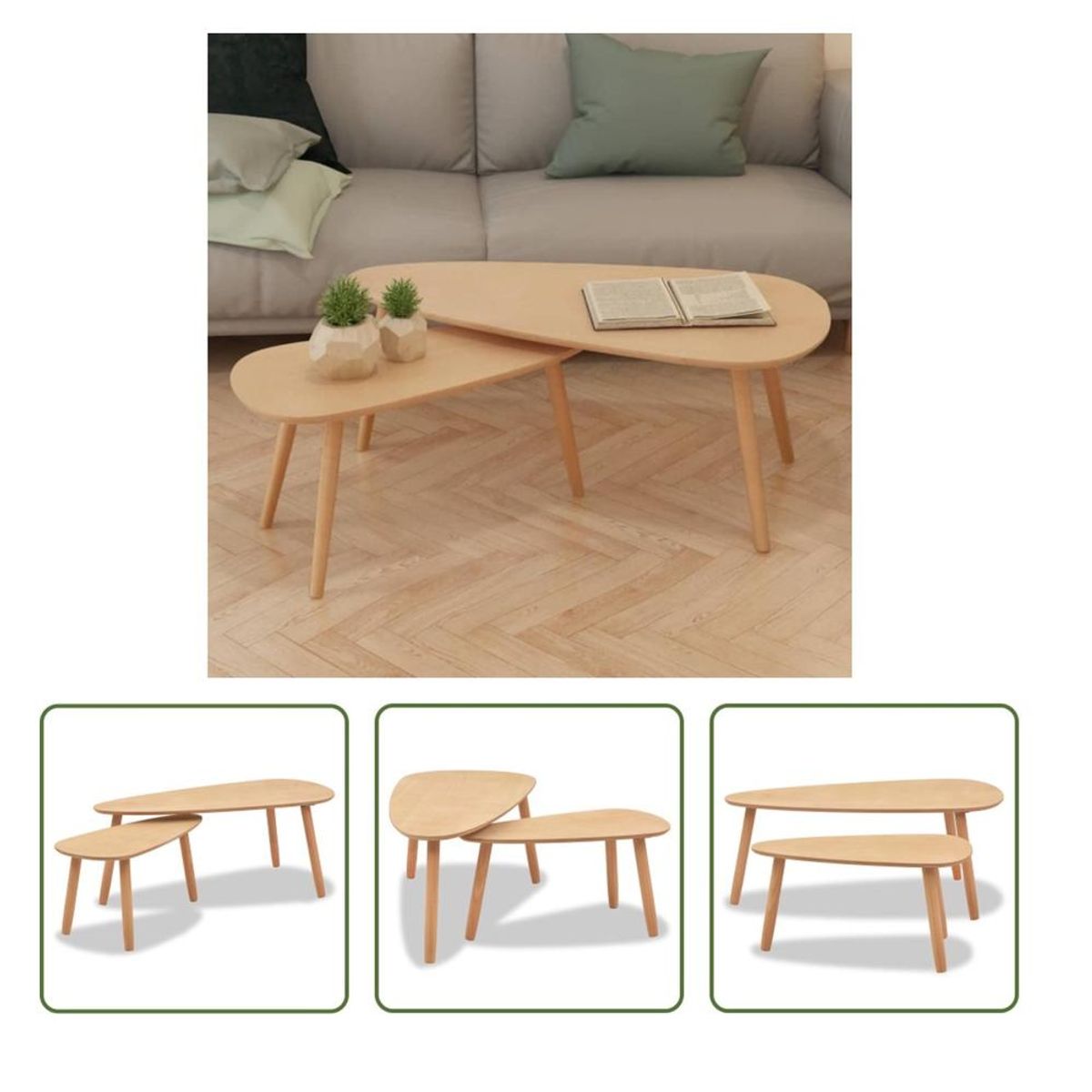 TU MESITA - Juego de Mesa de Centro Juvenil TU MESITA Hawai color Haya 2 piezas