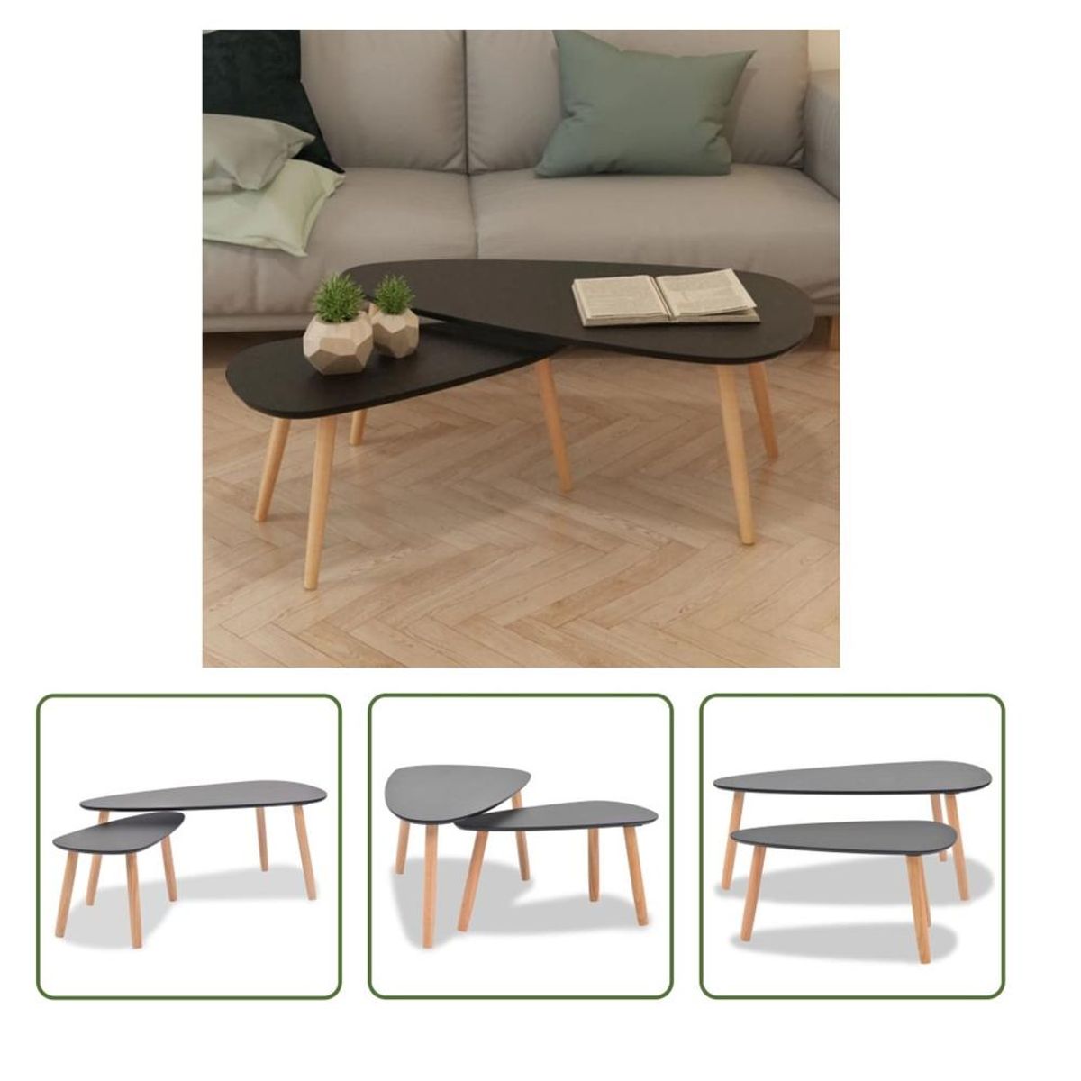 TU MESITA - Juego de Mesa de Centro Juvenil TU MESITA Hawai color Negro 2 piezas