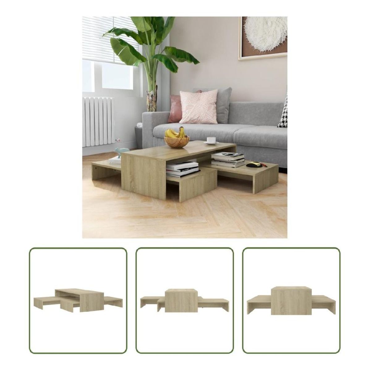 TU MESITA - Juego de Mesas de Centro x3 TU MESITA Lamas color Duna