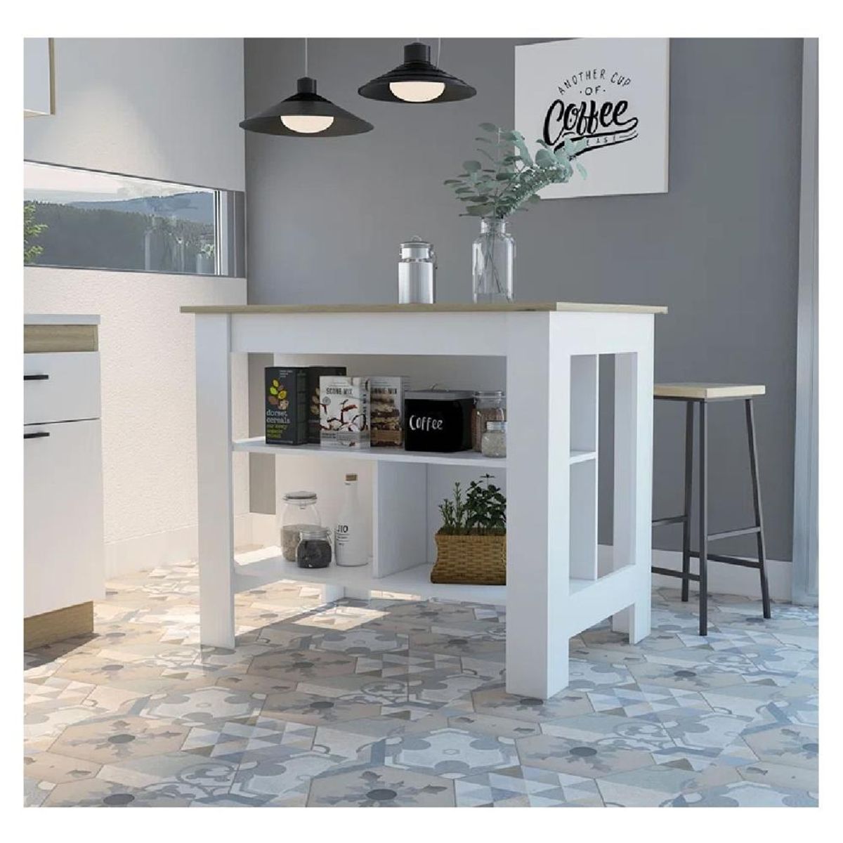 TU MESITA - Mesa Auxiliar de Cocina TU MESITA Marlon color BlancoDuna en Melamina 18mm