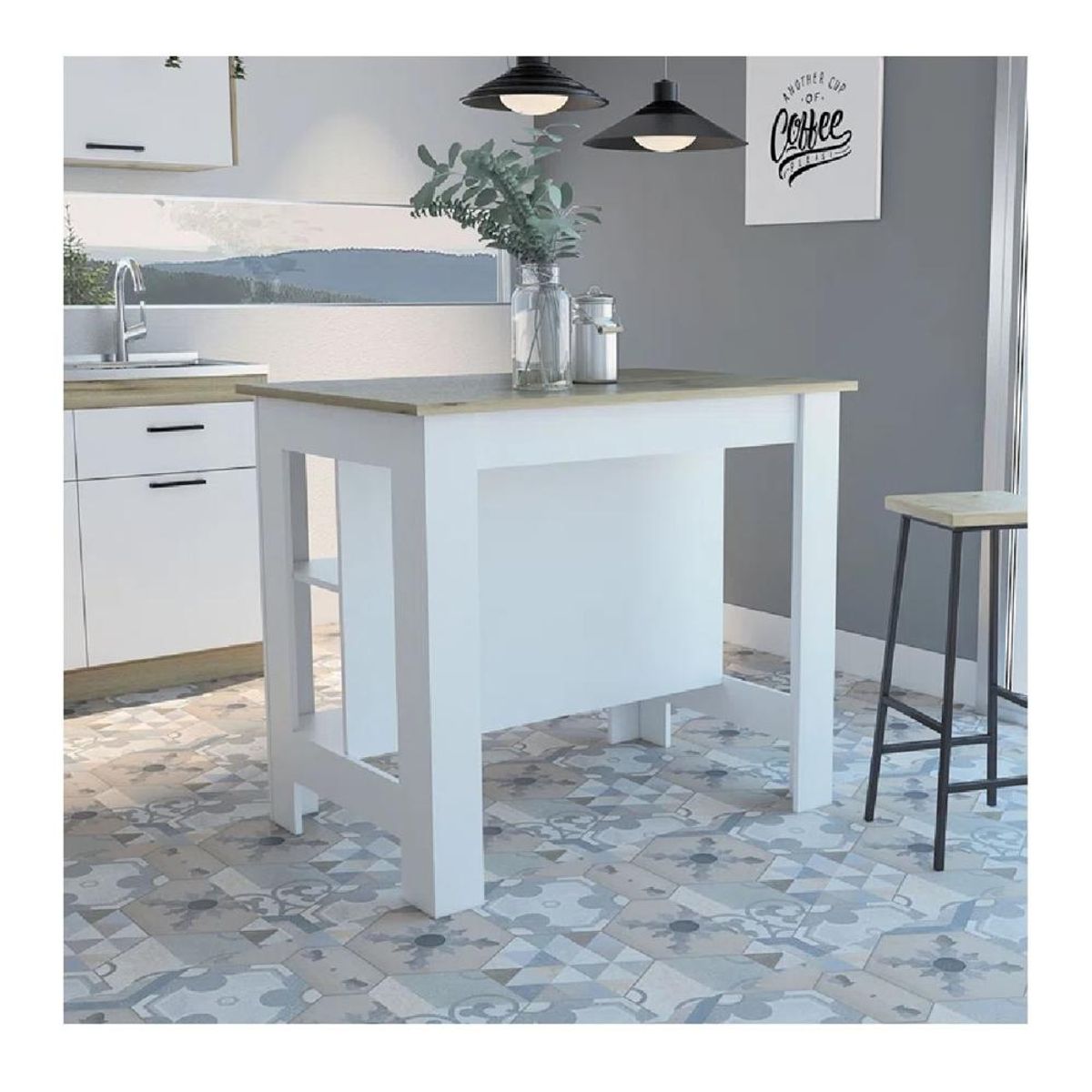 TU MESITA - Mesa Auxiliar de Cocina TU MESITA Marlon color BlancoDuna en Melamina 18mm