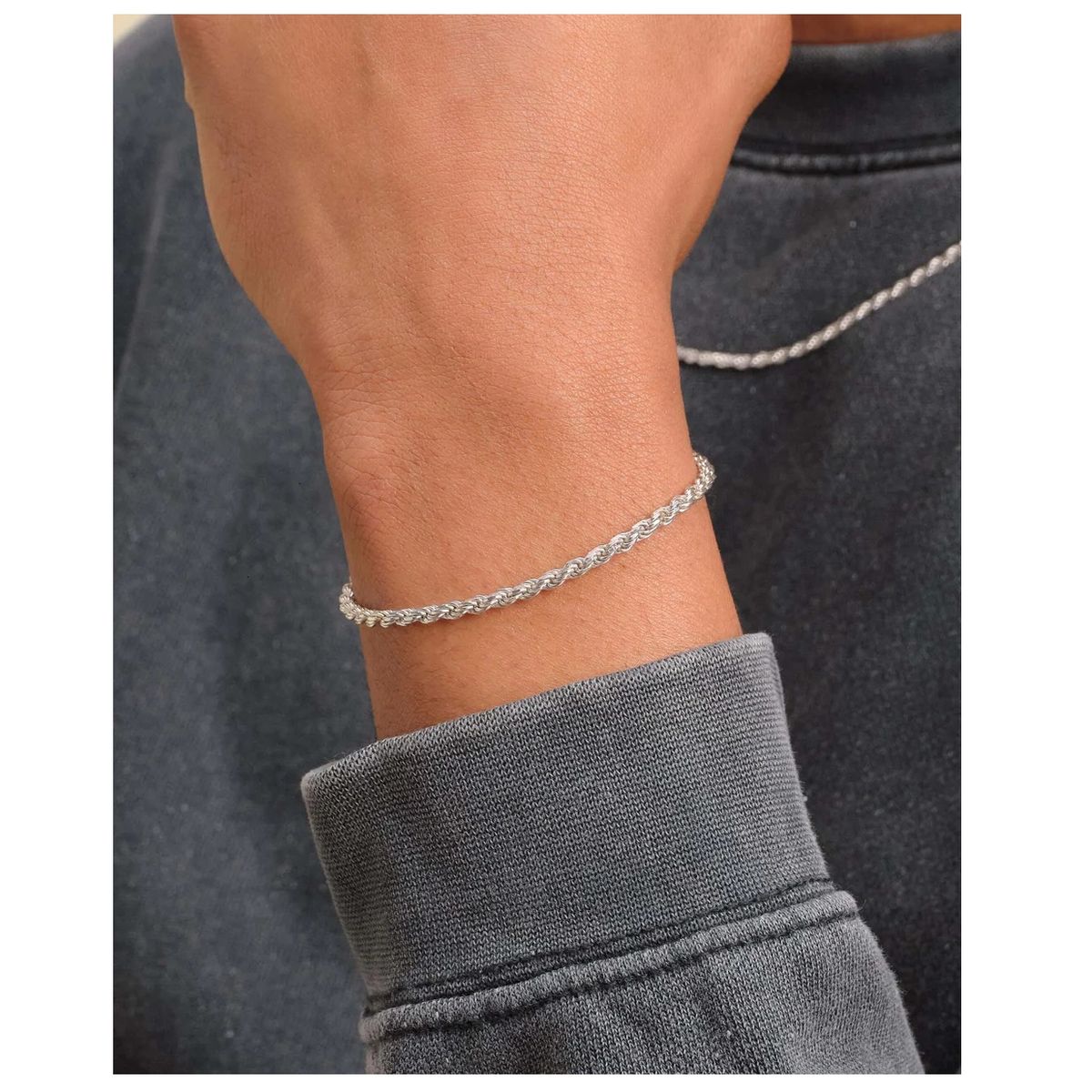 OEM - Cadena Hombre + Pulsera Torcida Delgado Acero Inoxidable 316L