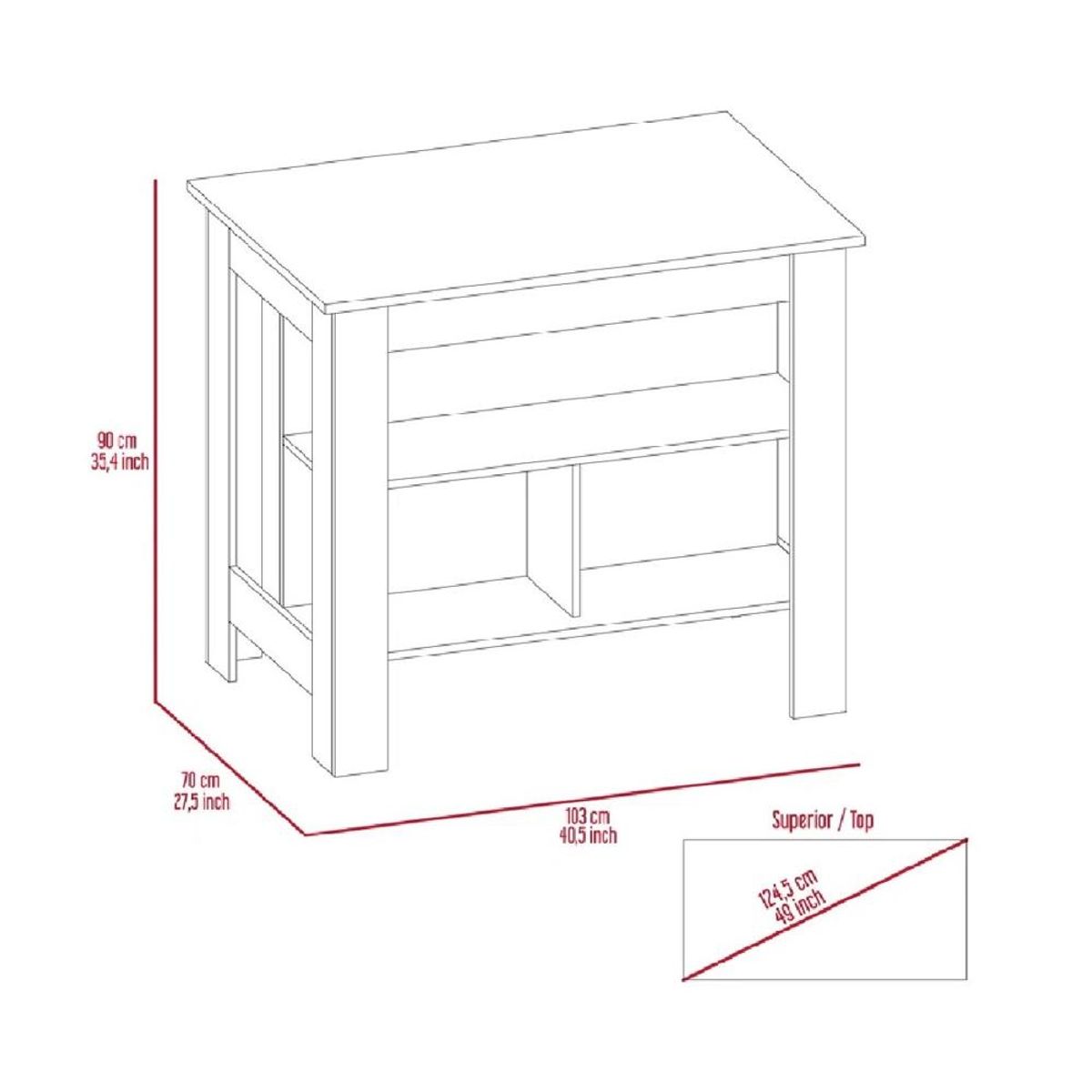 TU MESITA - Mesa Auxiliar de Cocina TU MESITA Marlon color BlancoMarrón en Melamina 18mm