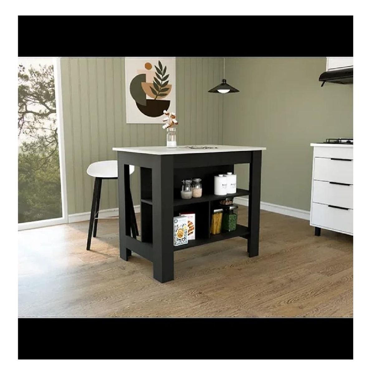 TU MESITA - Mesa Auxiliar de Cocina TU MESITA Marlon color NegroBlanco en Melamina 18mm