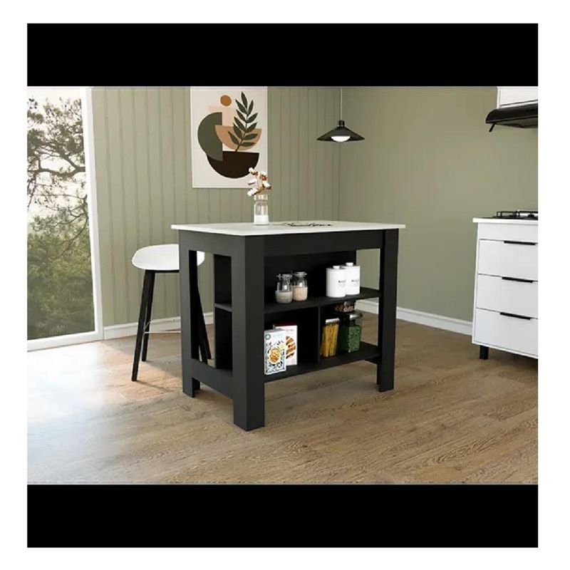 TU MESITA - Mesa Auxiliar de Cocina TU MESITA Marlon color NegroBlanco en Melamina 18mm