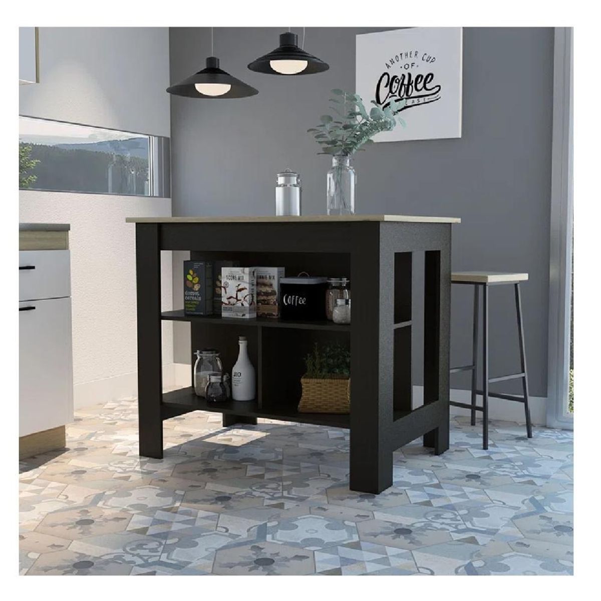 TU MESITA - Mesa Auxiliar de Cocina TU MESITA Marlon color NegroDuna en Melamina 18mm