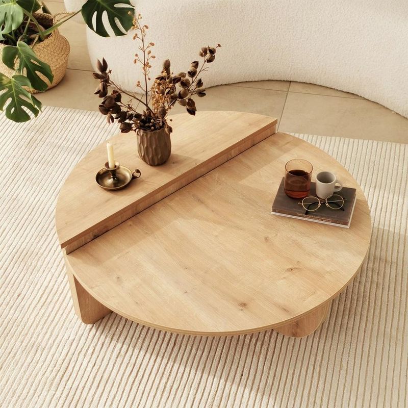 TU MESITA - Mesa de Centro 2 en 1 Circular TU MESITA Pratt color Duna