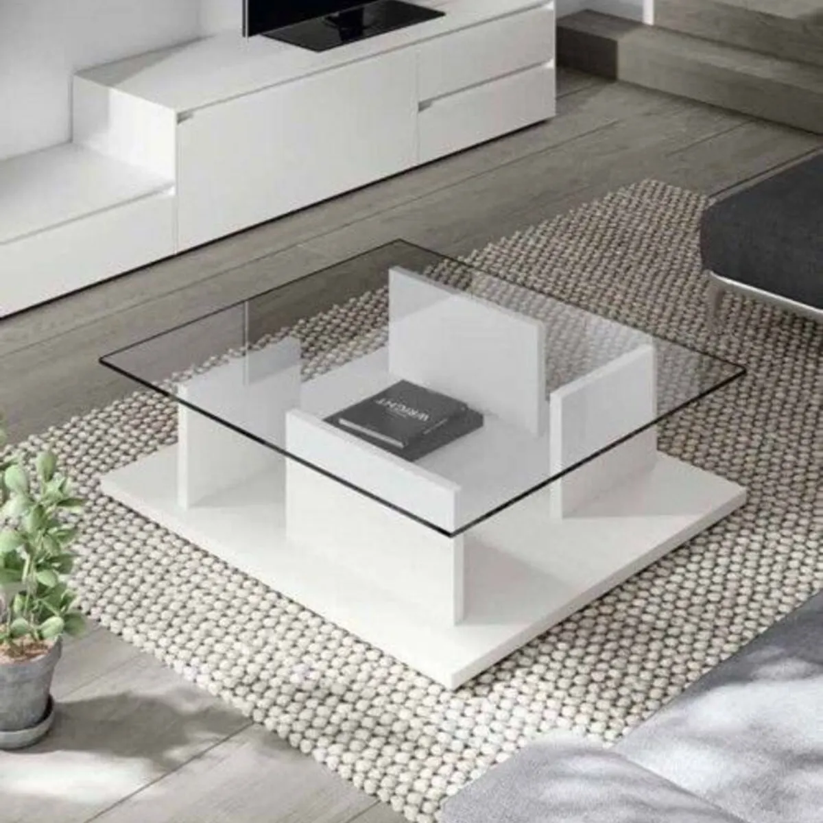 TU MESITA - Mesa de Centro Contemporánea Marfil Blanco 90cm