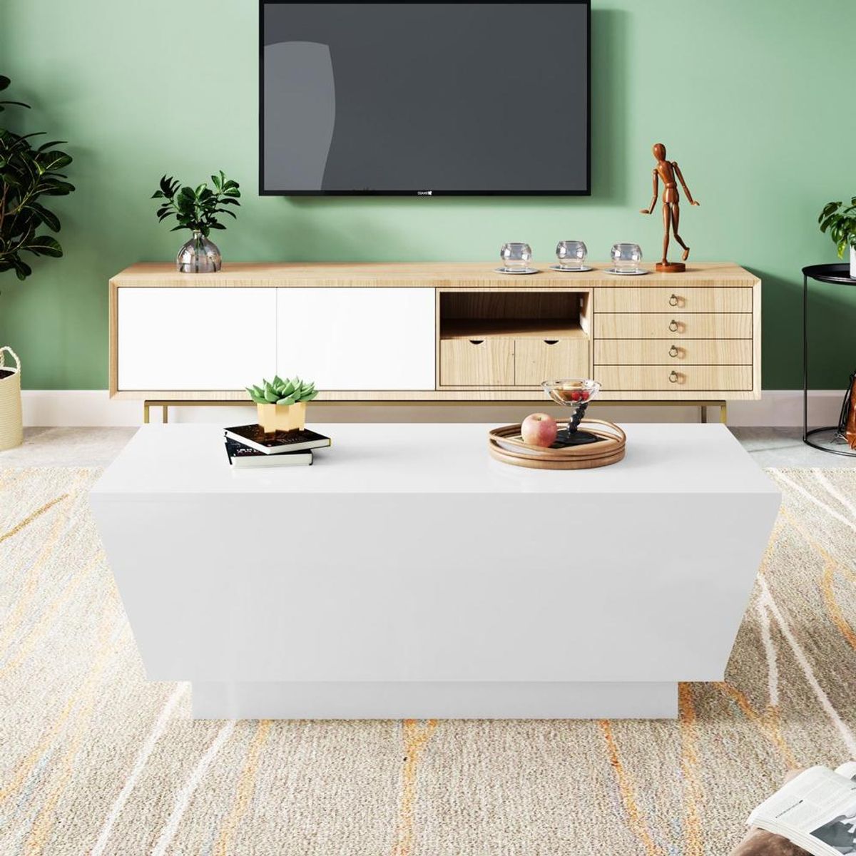 TU MESITA - Mesa de Centro Moderna TU MESITA Axel color Blanco 2 puertas