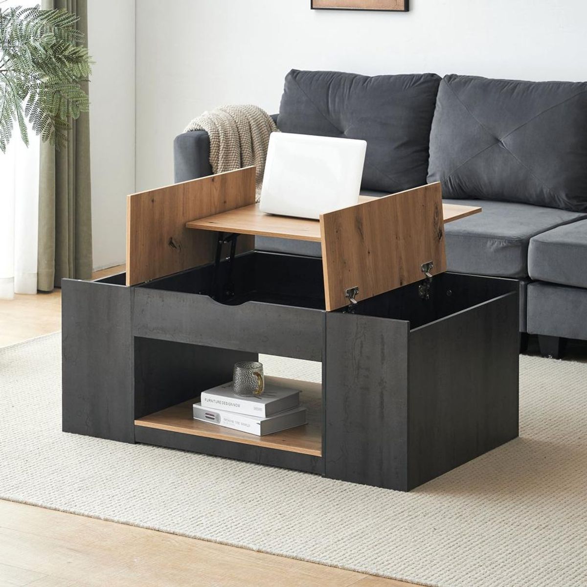 TU MESITA - Mesa Extensible de Centro TU MESITA Igor color NegroRoble 3 puertas