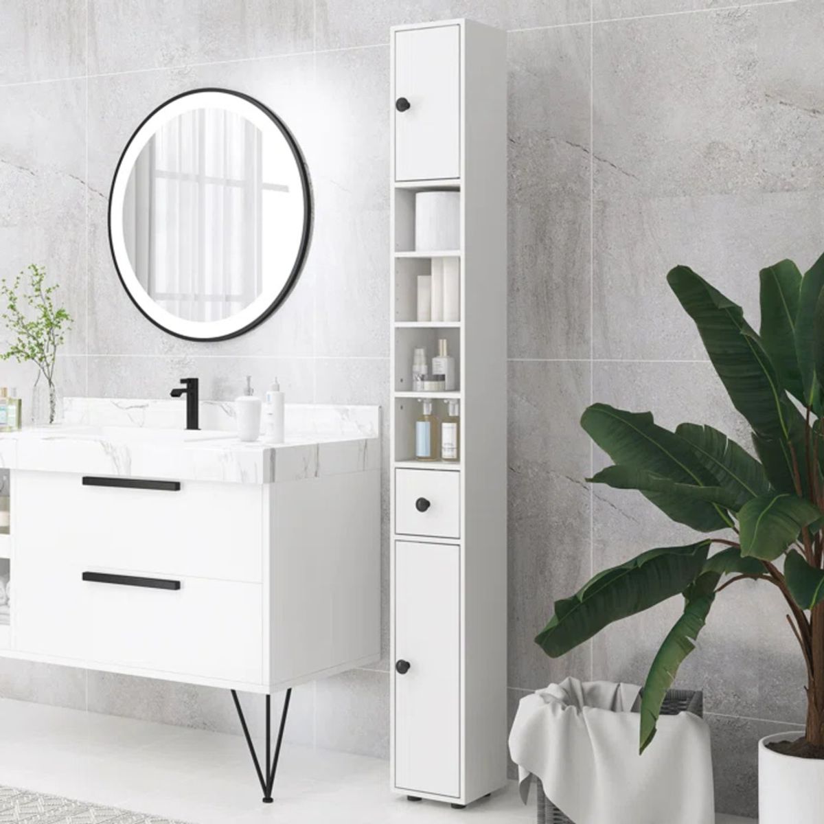 TU MESITA - Mueble auxiliar de Baño Jessy color Blanco TU MESITA