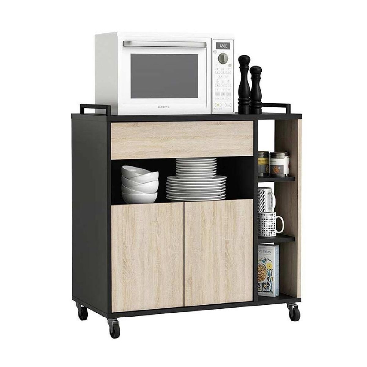 TU MESITA - Mueble Auxiliar de Cocina TU MESITA Missy color NegroRoble con ruedas