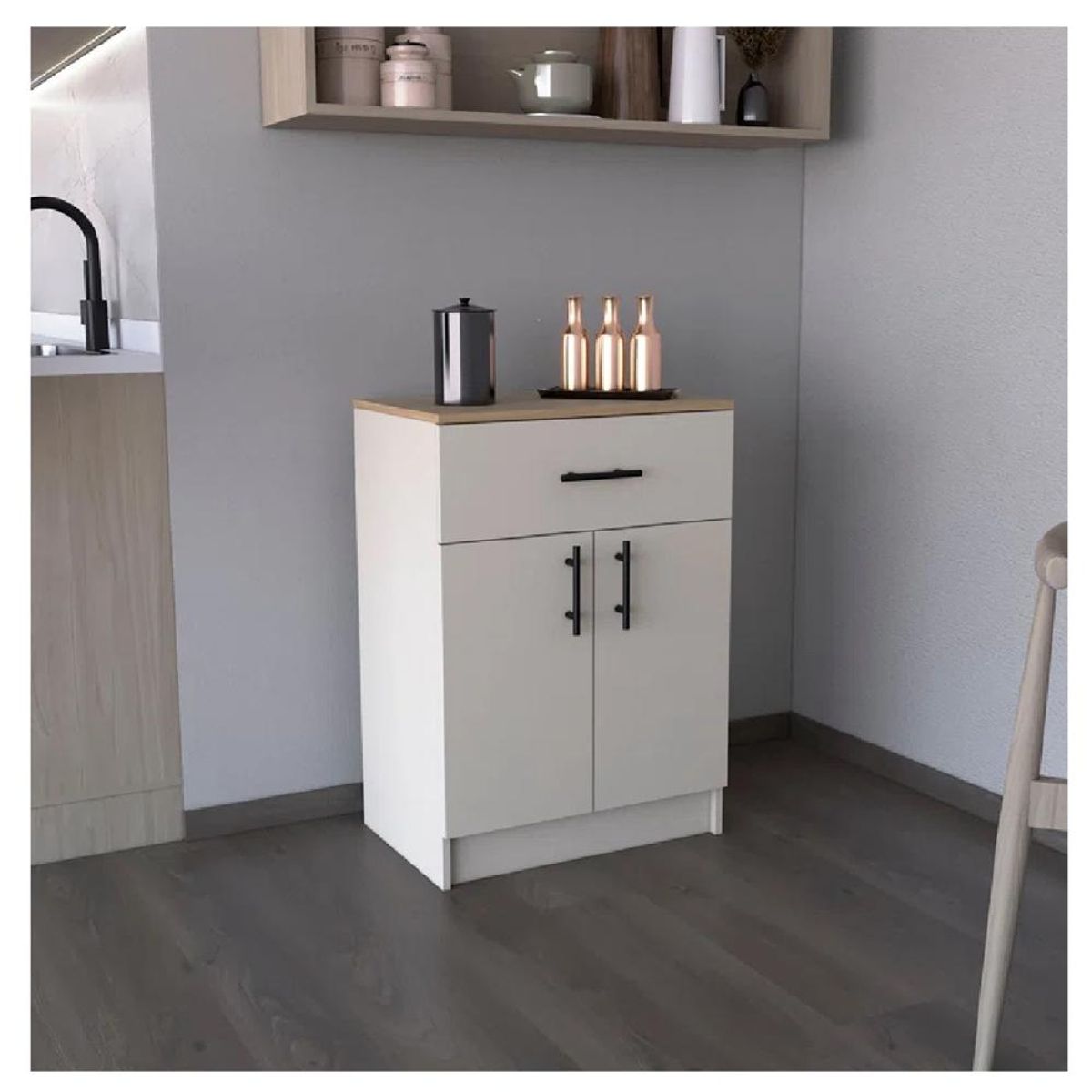 TU MESITA - Mueble Auxiliar de Cocina TU MESITA Ribetto II Melamina 18mm color BlancoDuna