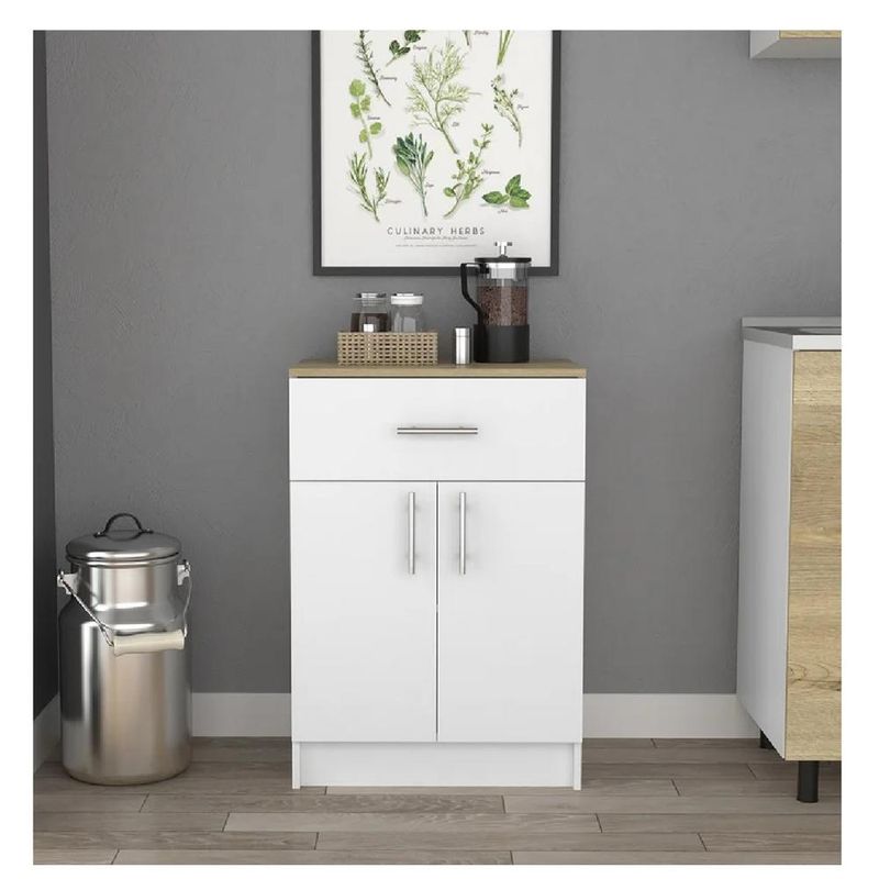TU MESITA - Mueble Auxiliar de Cocina TU MESITA Ribetto Melamina 18mm color BlancoDuna