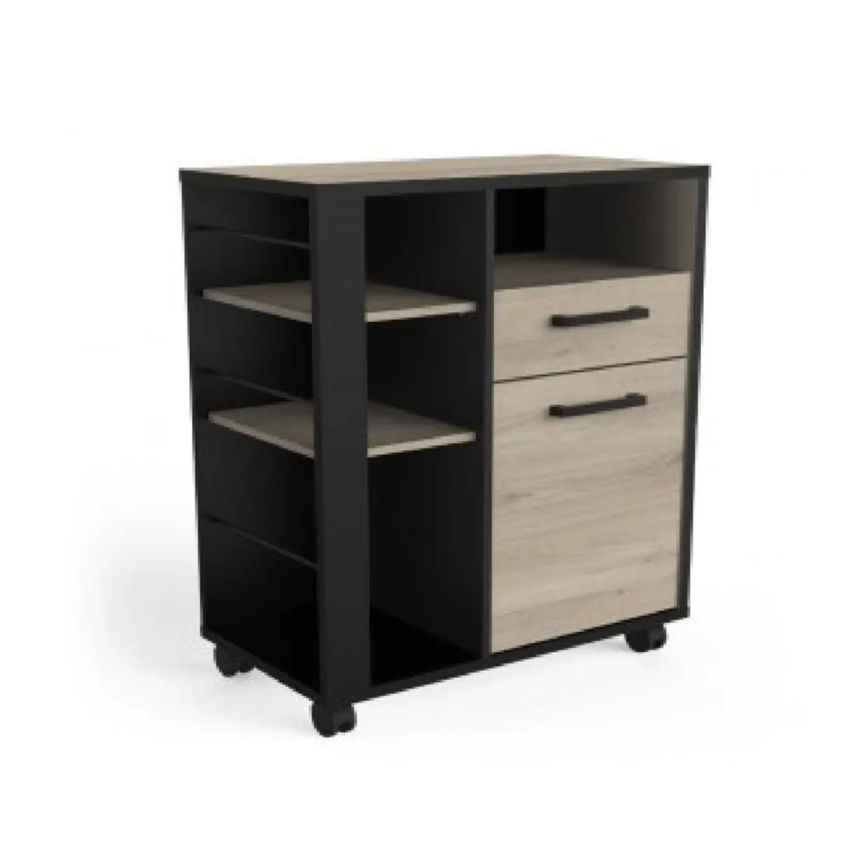 TU MESITA - Mueble Auxiliar de Cocina TU MESITA Sissy color NegroRoble con ruedas