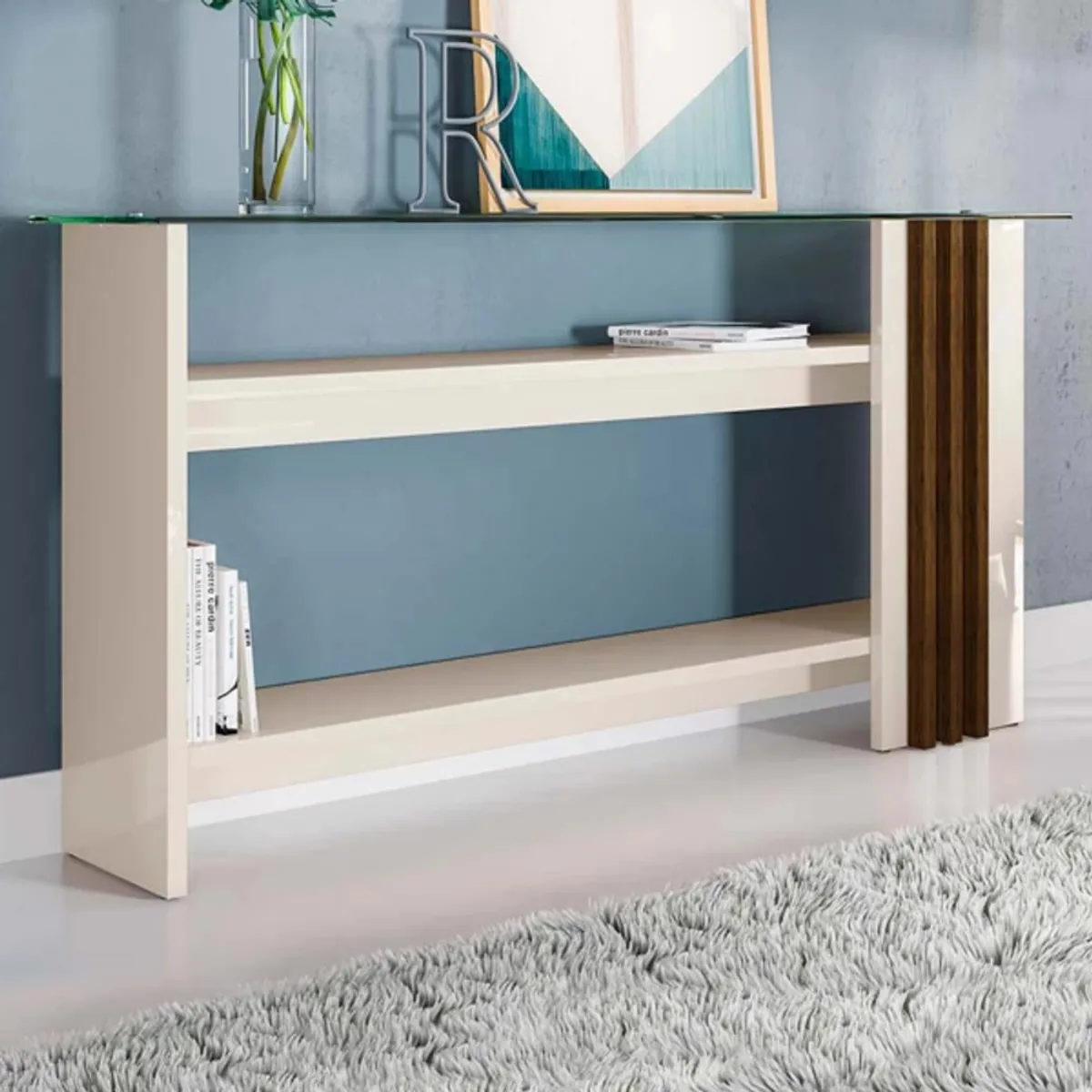 TU MESITA - Recibidor Moderno Frizz color BlancoMarrón TU MESITA