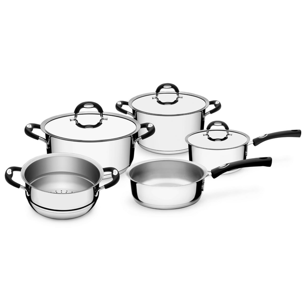 TRAMONTINA - Juego de Ollas Tramontina 5 Pzs DUO SILICONE 65480/010