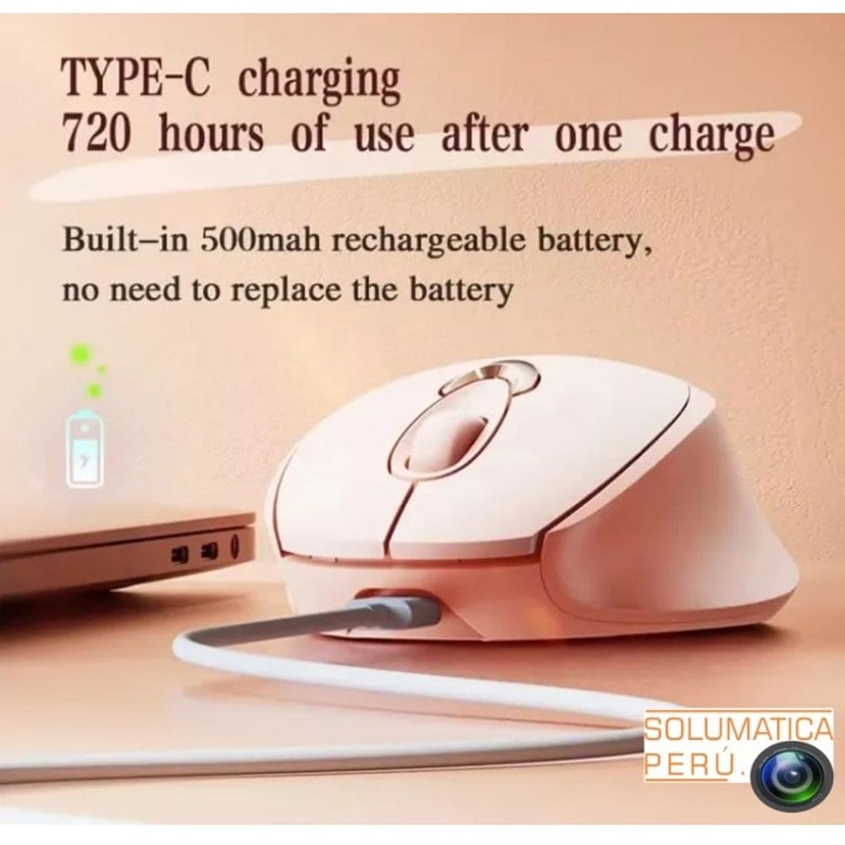 OEM - Mouse Inalambrico Rosa - Recargable Para Windows y Macbook