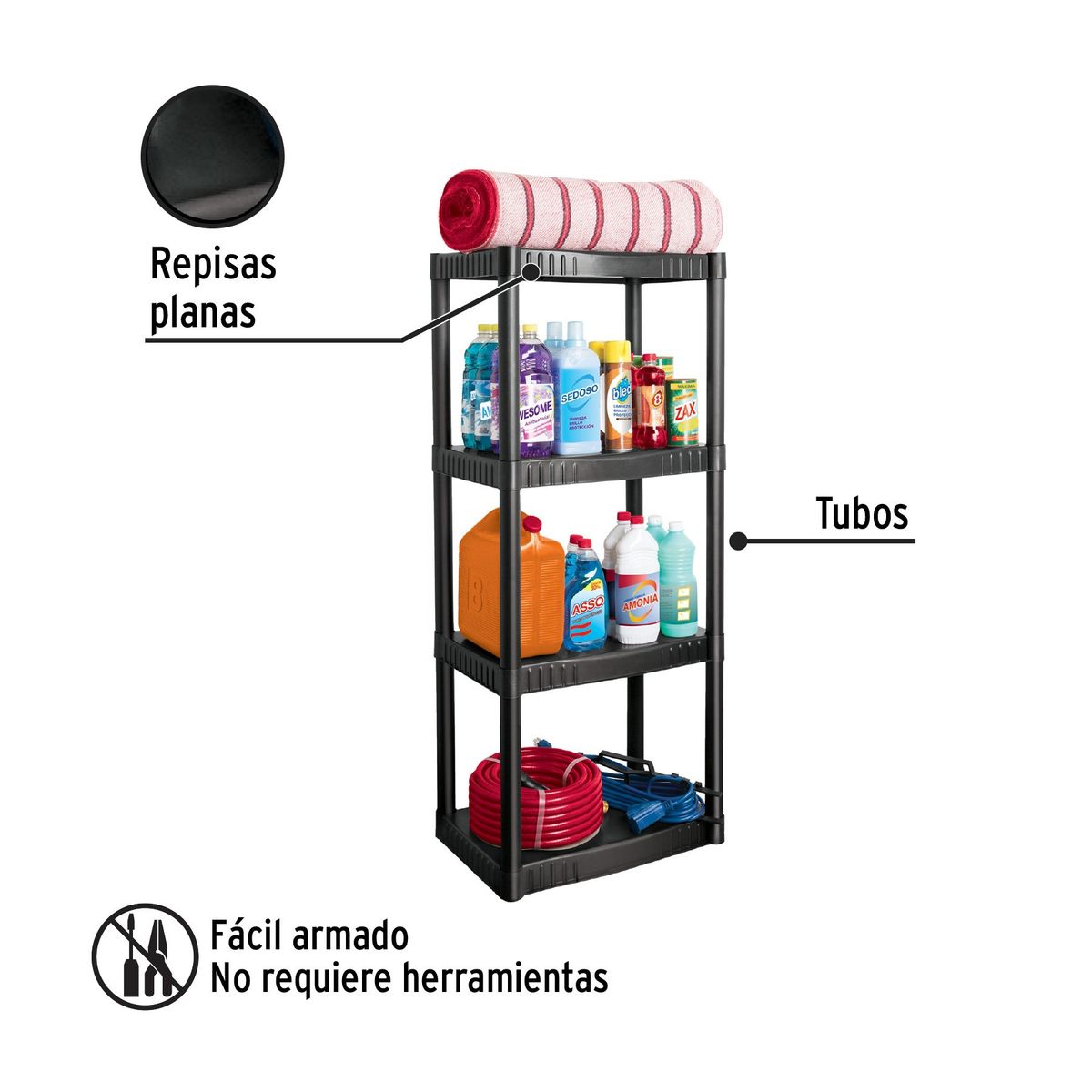 PRETUL - Estante organizador estante plástico 4 repisas 108kg Pretul