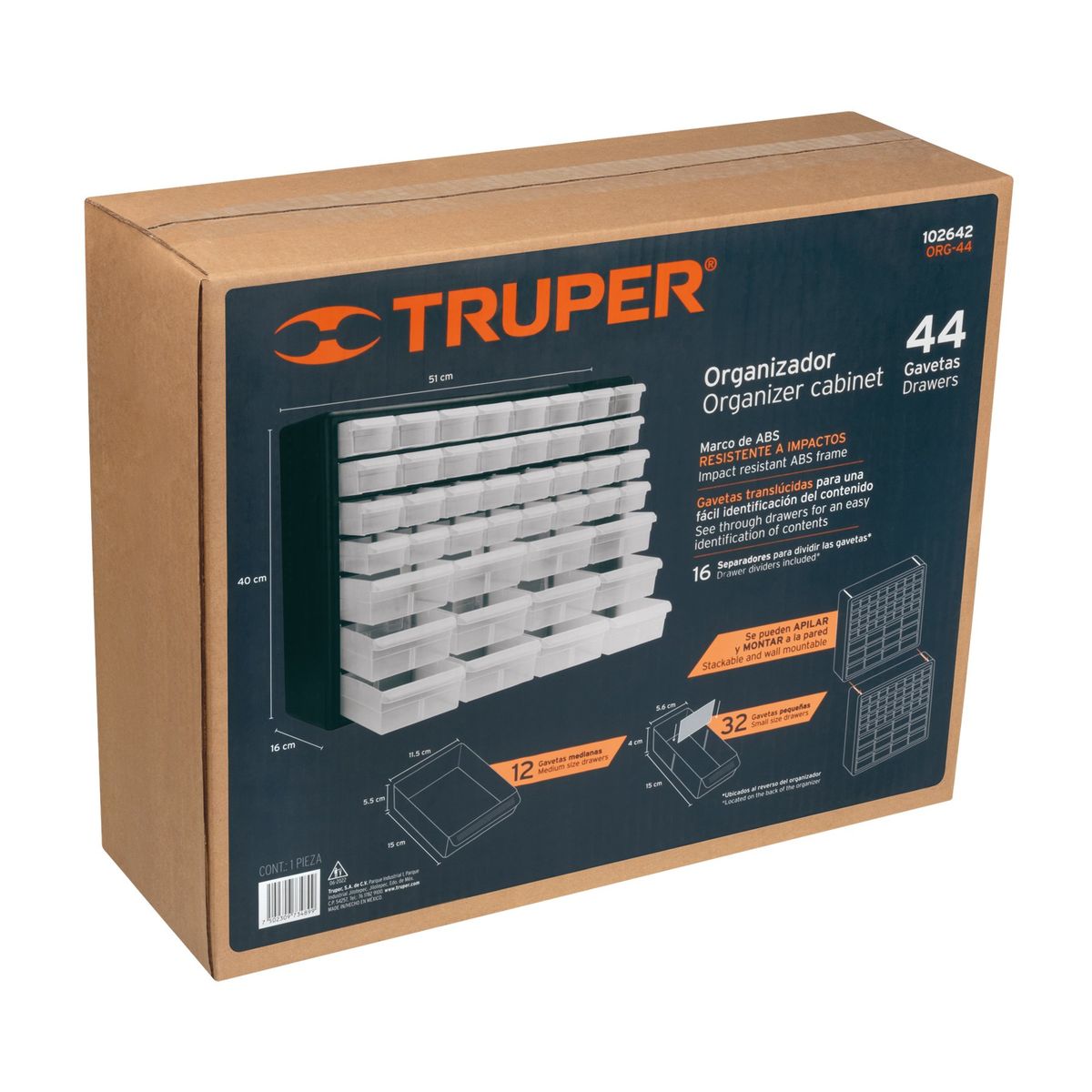 TRUPER - Organizador Gavetero 44 Bandejas Truper