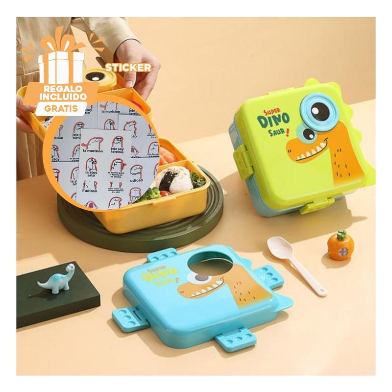 RYBIU IMPORT - Pack5 Lonchera para Niños 1600ml Verde Y+Regalo Stickers