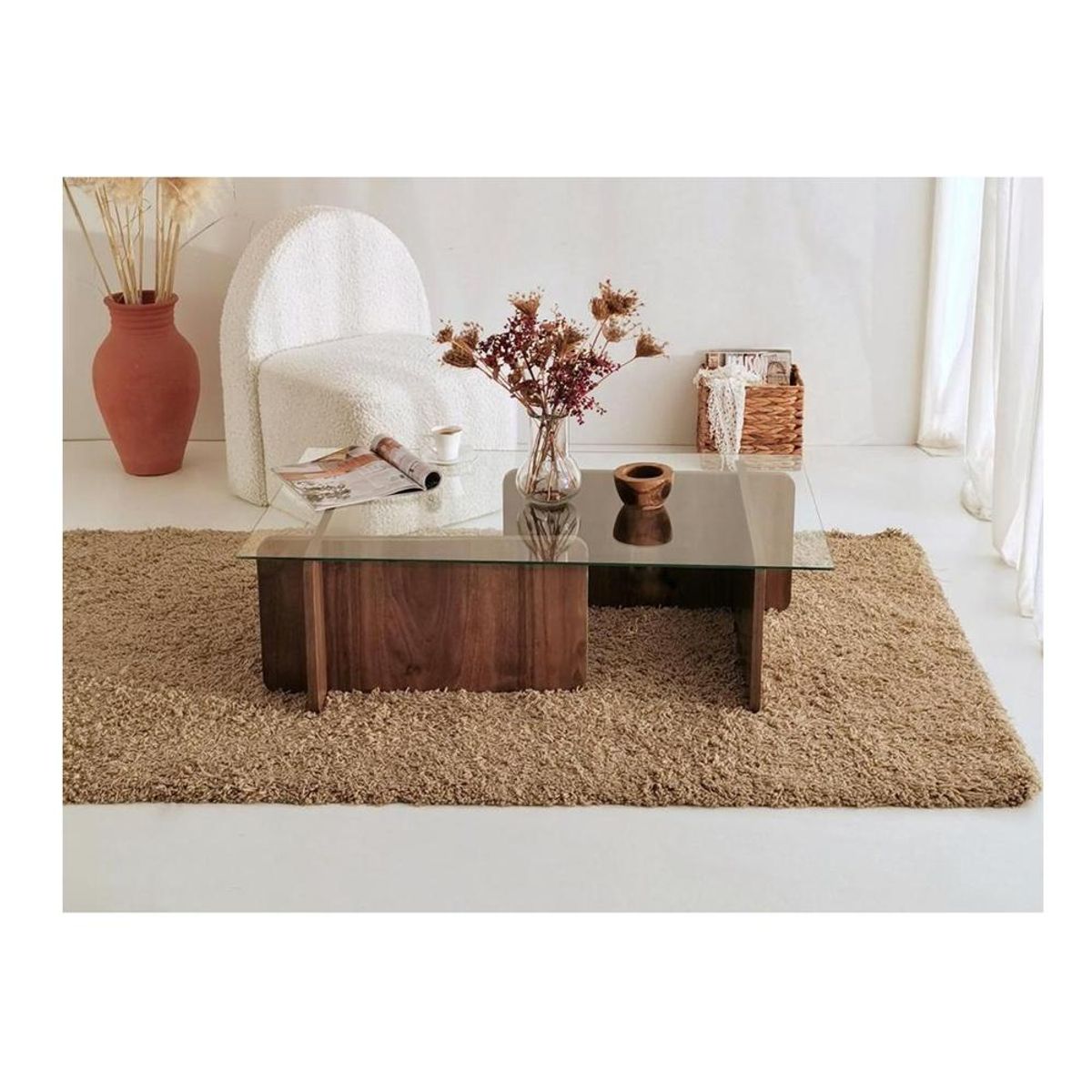 TU MESITA - Mesa de Centro Clásica TU MESITA Topacio color Marrón con Vidrio