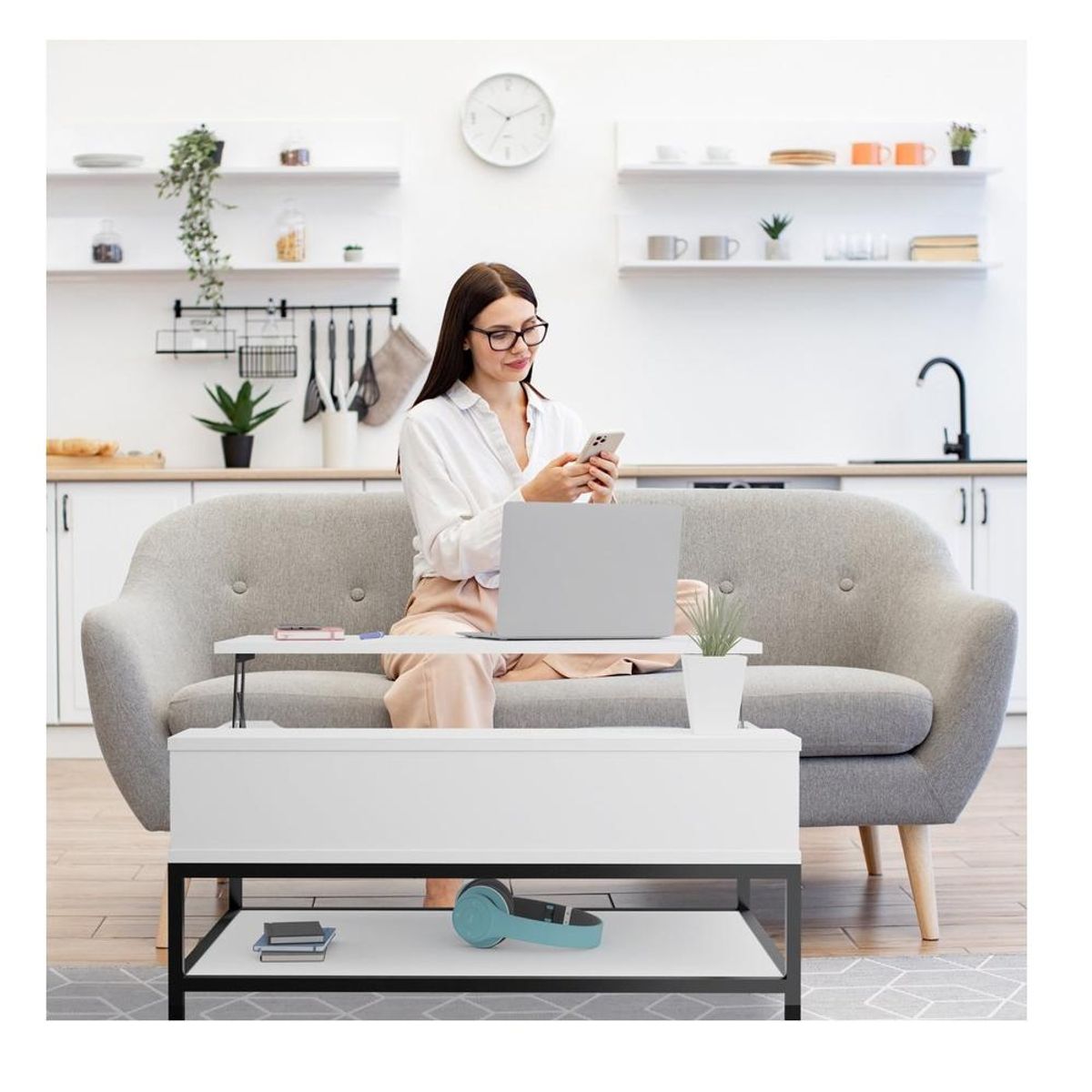 TU MESITA - Mesa de Centro Extensible TU MESITA Milanis color Blanco 1 puerta