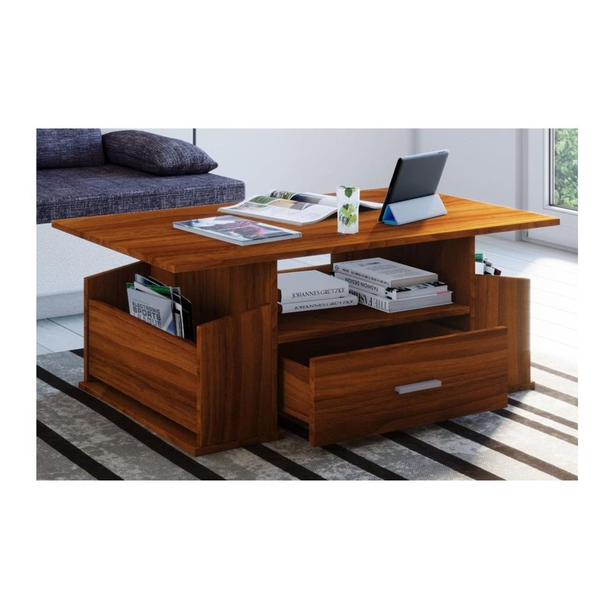 TU MESITA - Mesa de Centro Funcional TU MESITA Gia color Marrón 1 cajón