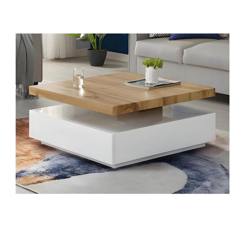 TU MESITA - Mesa de Centro Moderna TU MESITA Maloc color BlancoRoble 1 cajones