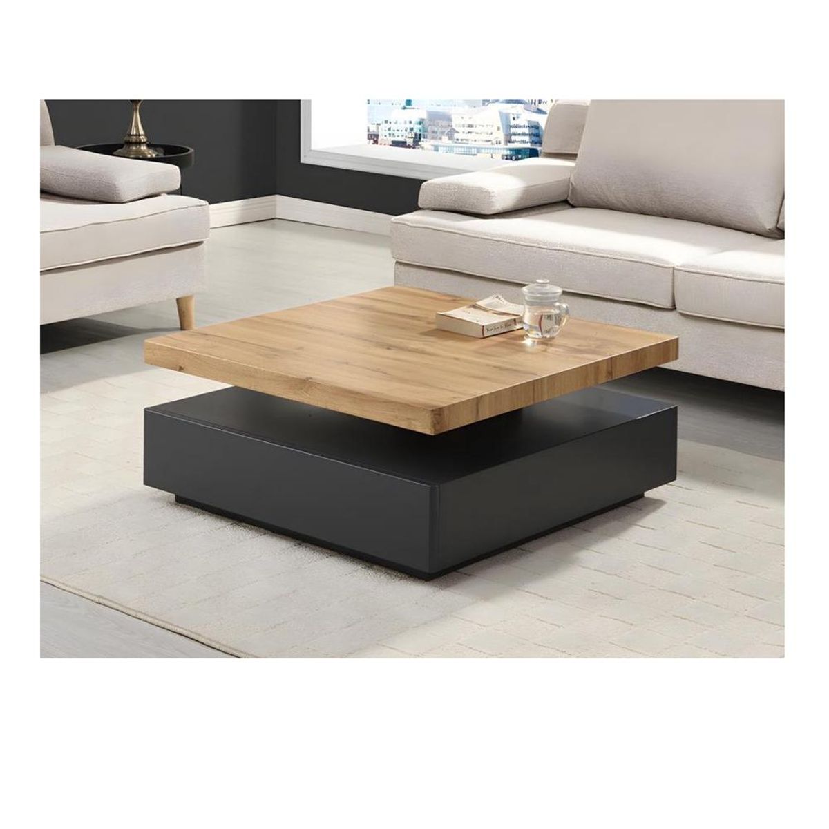 TU MESITA - Mesa de Centro Moderna TU MESITA Maloc color NegroRoble 1 cajones