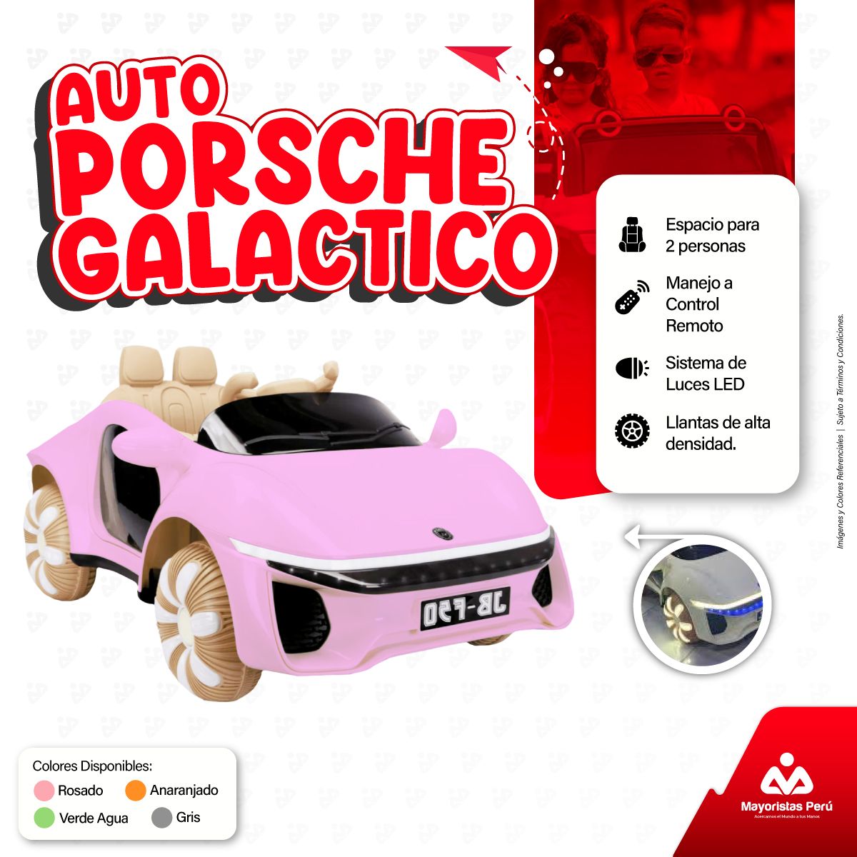 PORSCHE - CARRO PARA NIÑA  PORCHE GALACTICO - ROSADO