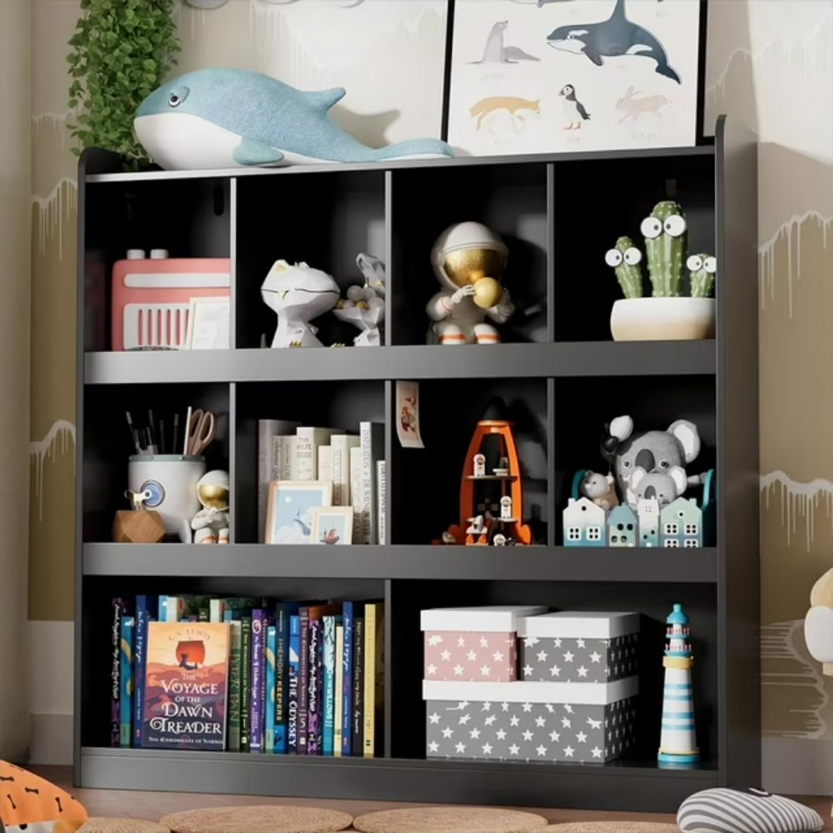 GENERICO - Estante Multiusos Infantil Peyton Negro Muebles Gaudi