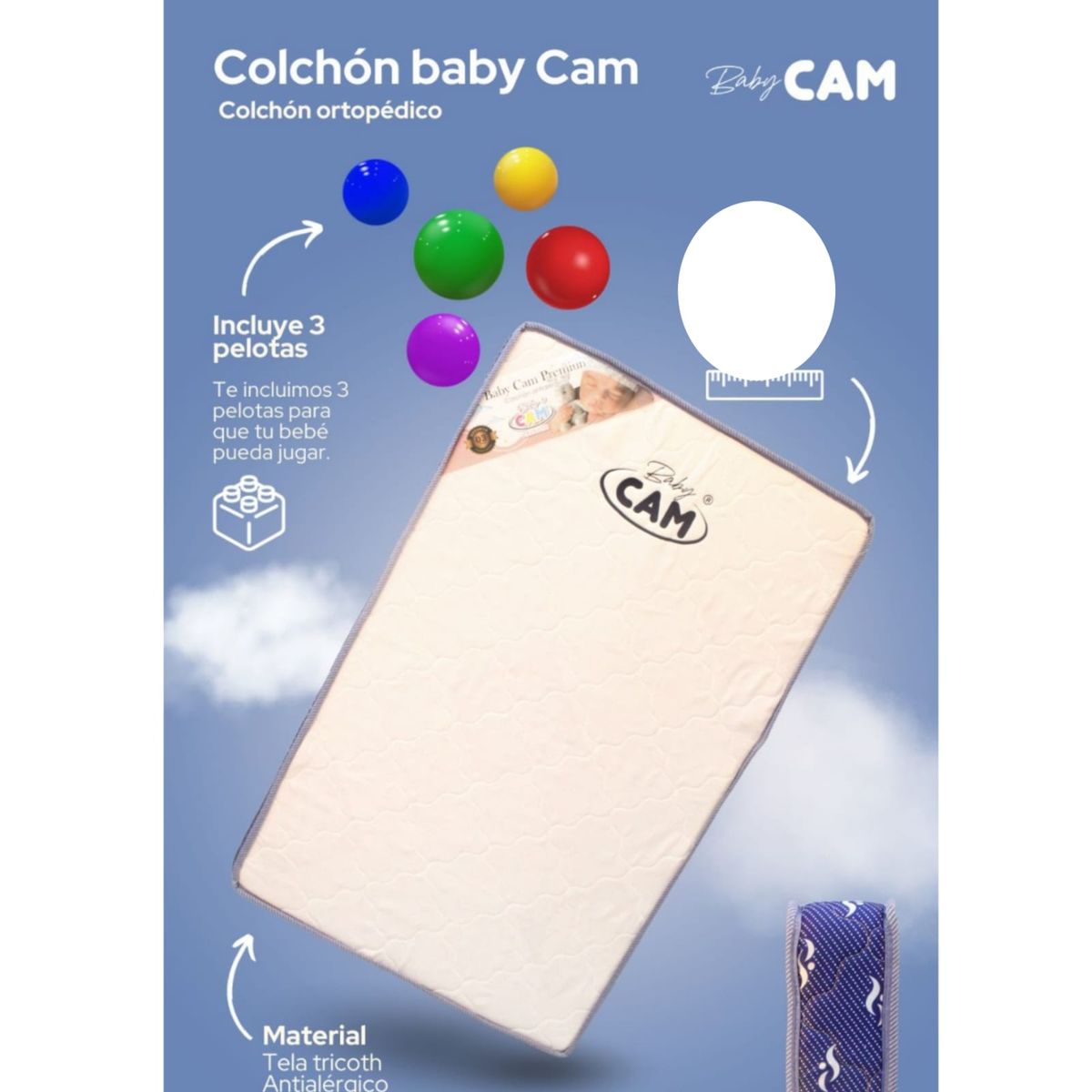 EBABY - Cuna para bebe Colecho Nala AZUL+ Colchón AZUL