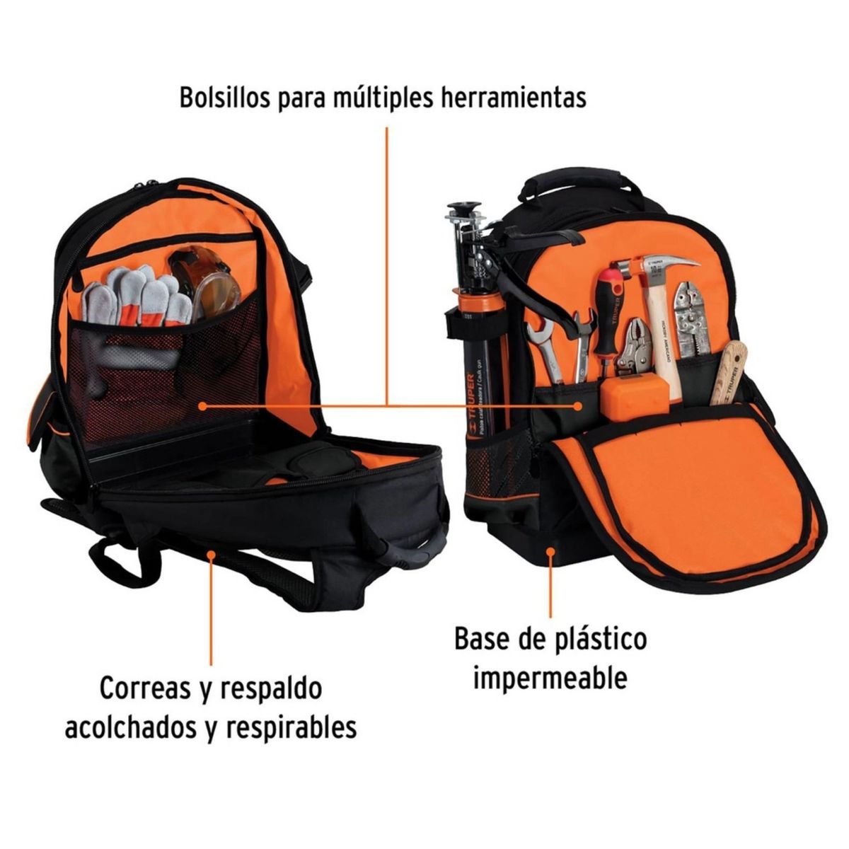 TRUPER - Mochila portaherramientas con 57 compartimientos, Truper