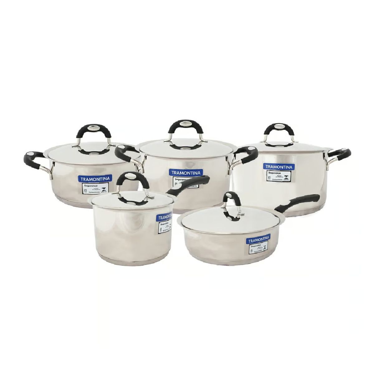 TRAMONTINA - Juego de Ollas 10 Piezas Acero Inoxidable Duo Silicone : 65480/036