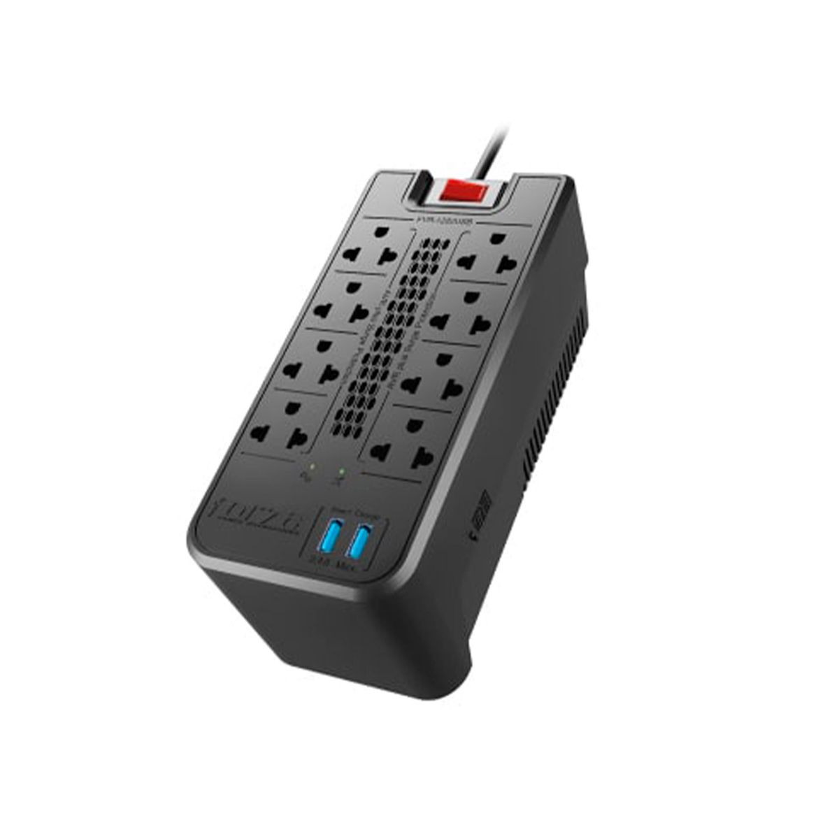 FORZA - ESTABILIZADOR 1200VA FORZA 600W 2USB 8 TOMAS NEGRO PN FZ-FVR-1222USB