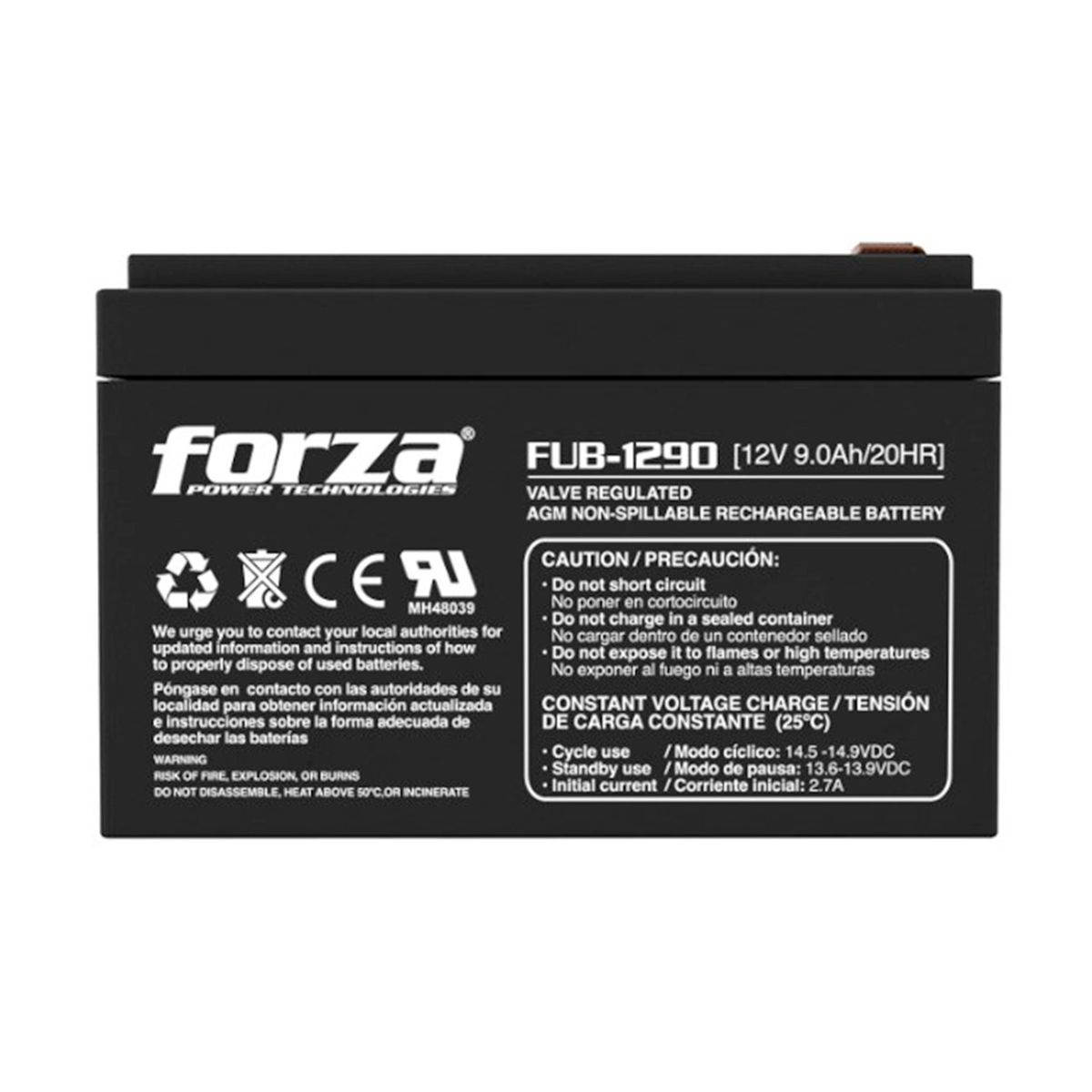 FORZA - BATERIA SELLADA FORZA 12V 9AMP PARA UPS NEGRO PN FZ-FUB-1290